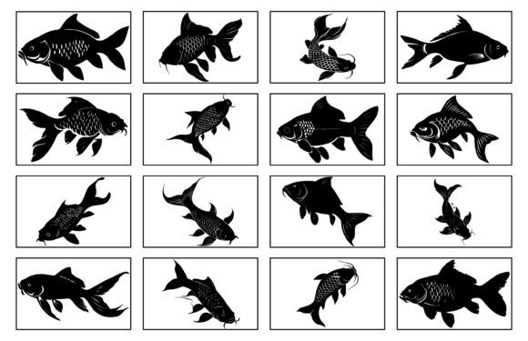 Carp Fish Silhouette Vector for T-Shirt