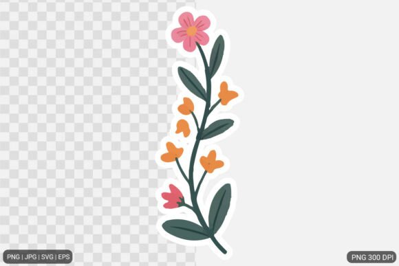 Cute Flower Sticker Design SVG PNG Review