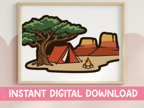 Desert Camping Scene Sticker Design: A Designer’s Review