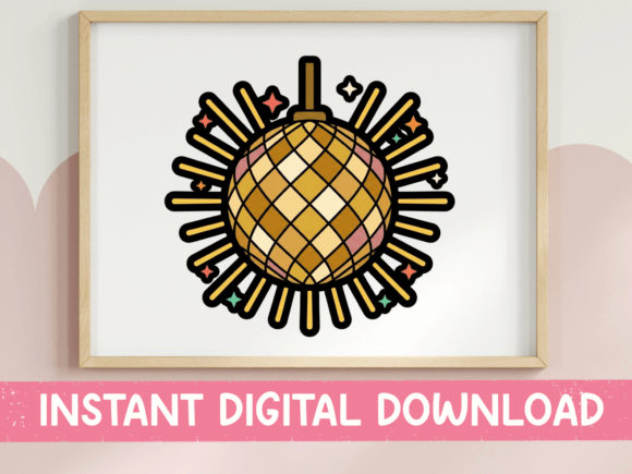 Gold Disco Ball Sunburst Sticker Design Review