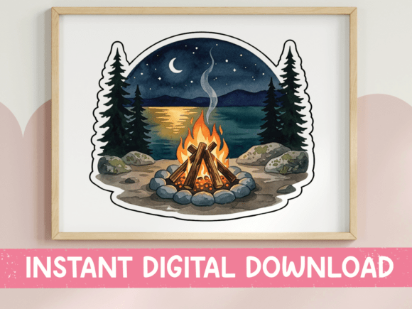 Lakeside Campfire Night Sticker Review