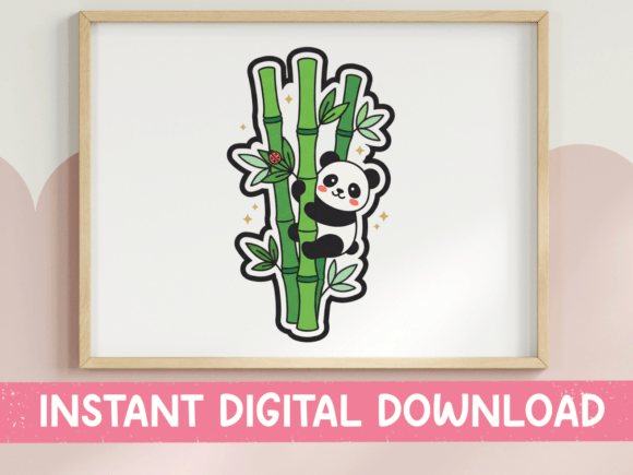 Panda Climbing Bamboo Cute Sticker Embroidery Review