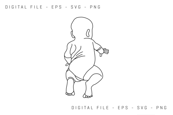 Review: Line Art Drawing of a Baby Crawling Svg